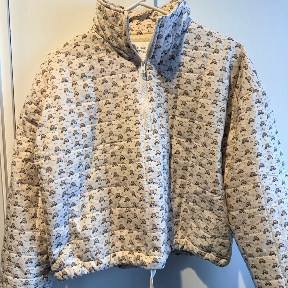 Floral Print Quilted Quarter ZipJacket